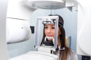 woman getting dental x-rays for featured image