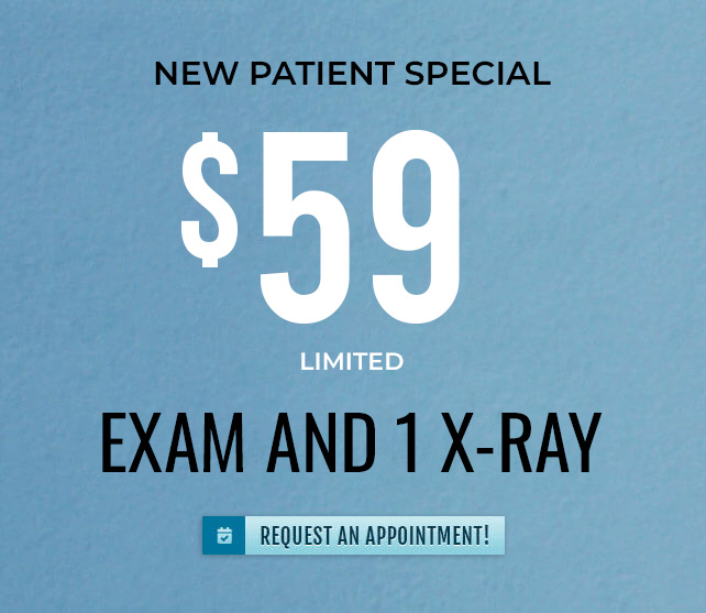 $59 exam and 1 x ray special